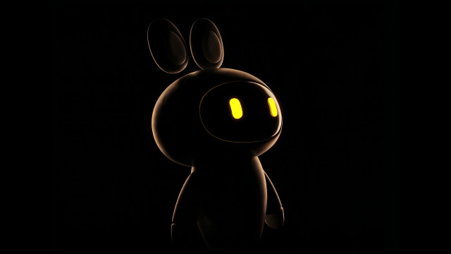 VideoApply AI Assistant mascot silhouetted in the dark with glowing yellow eyes